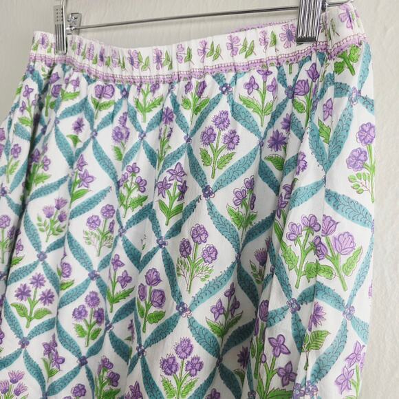 Alicia Bell Sutton Turquoise Purple Floral Silk Blend Tiered Maxi Skirt - Picture 6 of 12